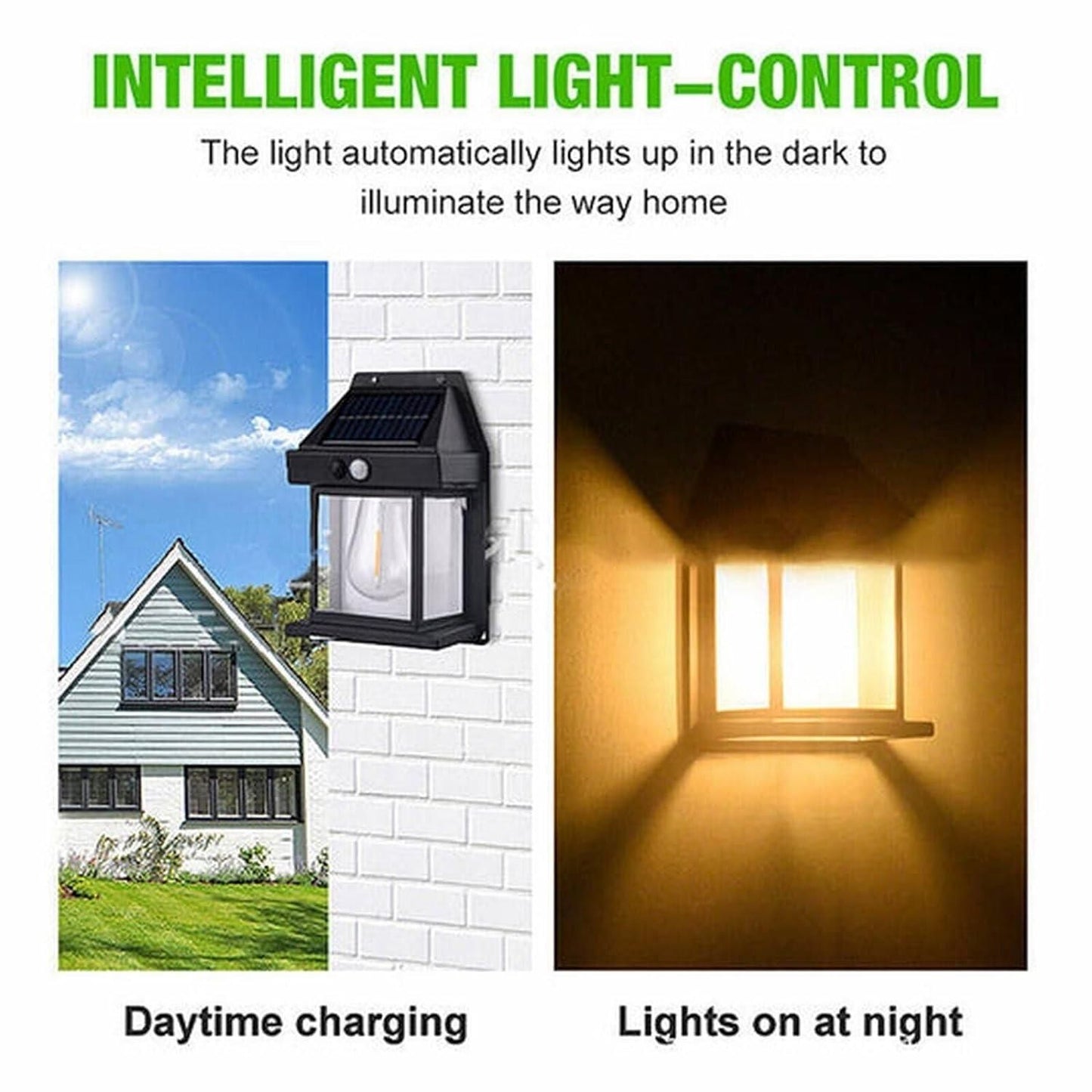Solar Outdoor Wall Light with Dusk-to-Dawn Sensor