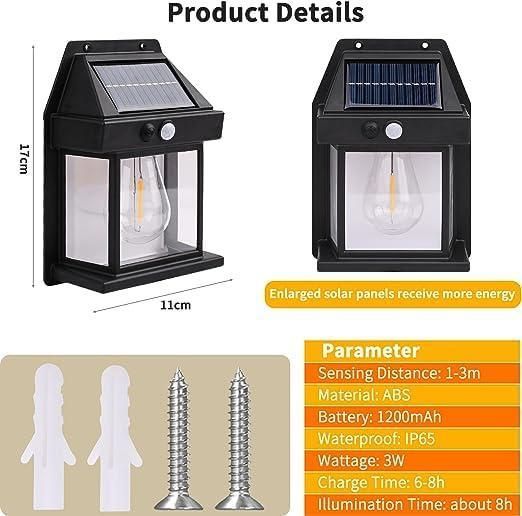 Solar Outdoor Wall Light with Dusk-to-Dawn Sensor