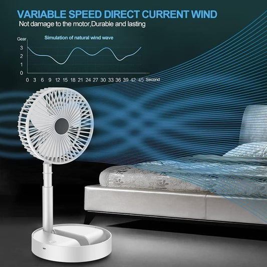 Adjustable Rechargeable Pedestal Fan - Telescopic & Portable
