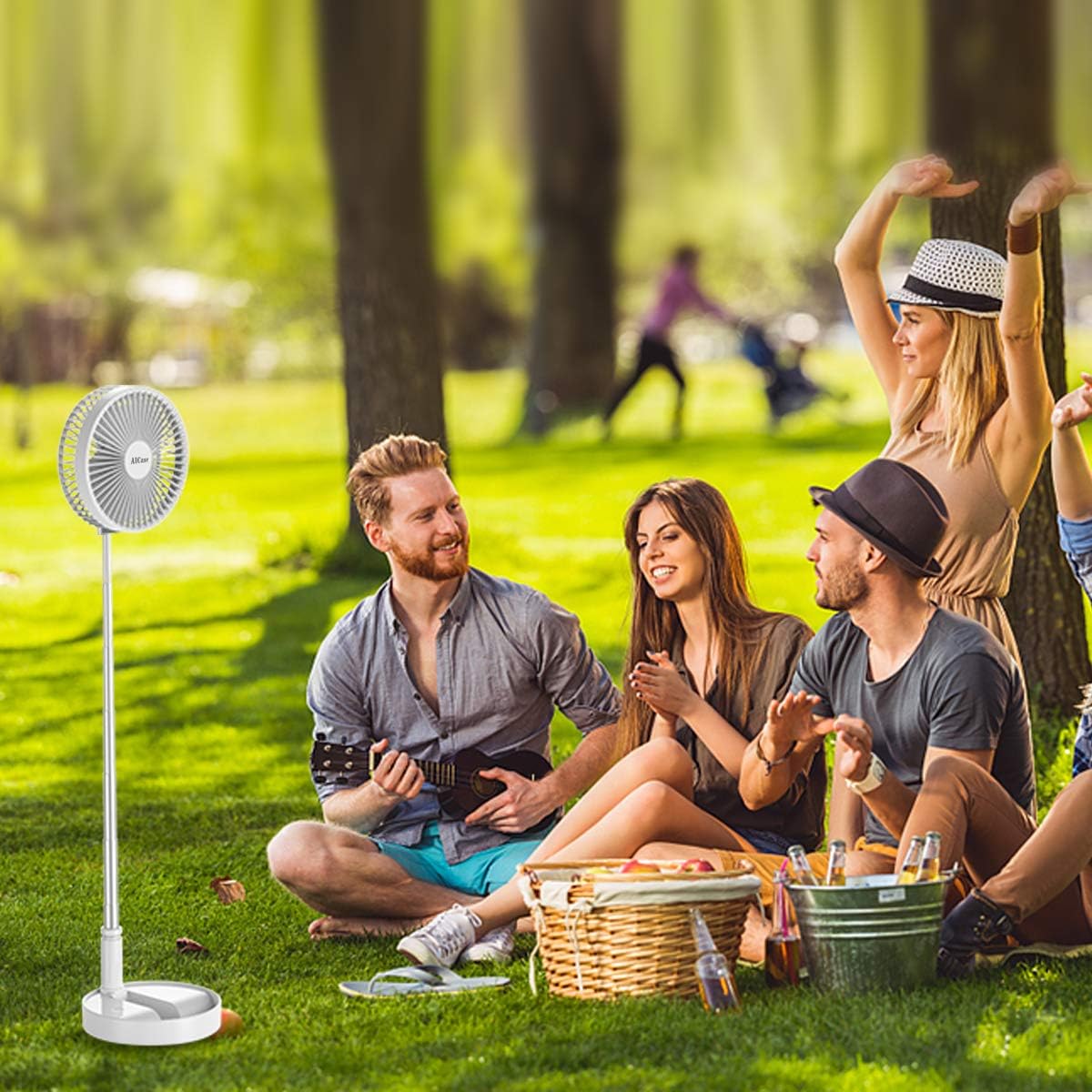 Adjustable Rechargeable Pedestal Fan - Telescopic & Portable